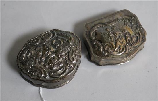 Two white metal snuff boxes including Persian.